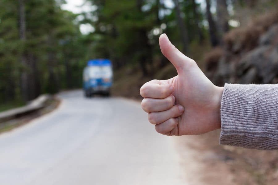 thumbs up, hitchhiking europe